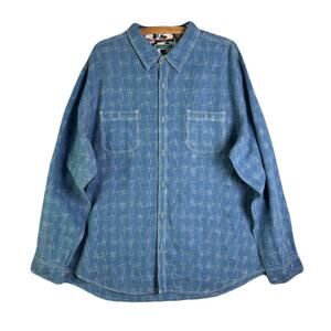 CUBAVERA Slim Fit linen Blend Button Front Long Sleeve Plaid Shirt Mens Size XXL